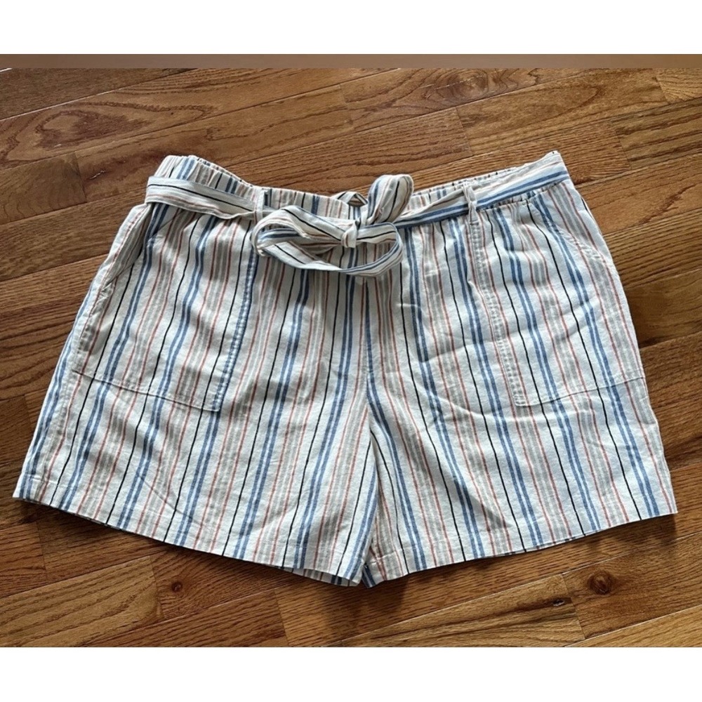 NWT Ana Women's Size 3X Linen Blend Striped Plus shorts